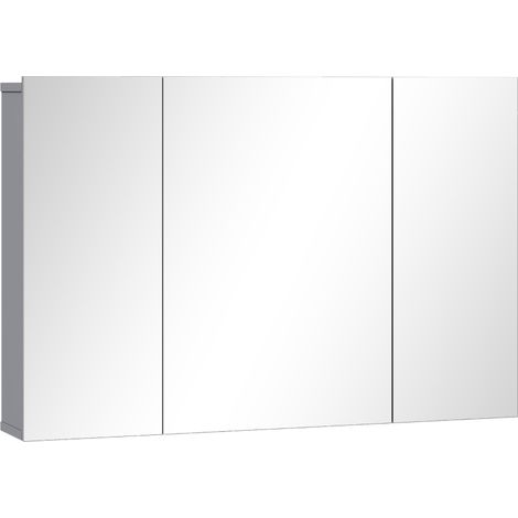 Mobile bagno con specchio a parete a 3 ante con ripiani regolabili grigio HOMVRA (1/5)