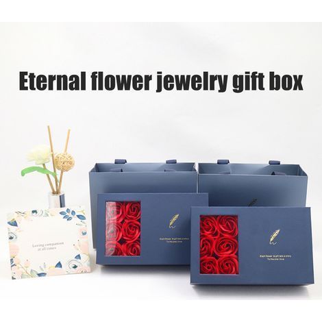 Rosen-Schmuckgeschenkbox mit echten, ewigen Rosen – handgefertigte Aufbewahrungsbox für Rosenschmuck, ideal für Freundin, Ehefrau, Hochzeit oder Muttertag (1/5)