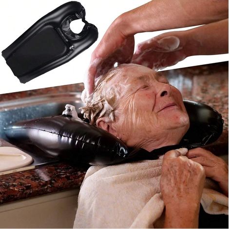 Bol de shampoing gonflable et portable, bac pour laver les cheveux sur évier ou près du lit, bassin de rinçage sans déversement, idéal pour enfants, personnes âgées et alitées à la maison (1/5)