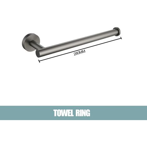 (Anneau porte-serviettes gris) Ensemble d'accessoires de salle de bain en acier inoxydable gris anthracite, noir et or brossé : barre porte-serviettes, anneau porte-serviettes et porte-papier toilette (1/5)
