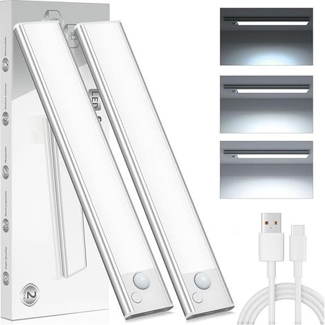Schrankbeleuchtung Unterbauleuchte Küche LED Lampe - 20cm Bewegungsmelder Licht Akku Schrank Beleuchtung - Batterie Leuchte Schranklicht Lichtleiste Kabellos Leiste Küchen USB Light Aufladbar Dimmbar (1/5)