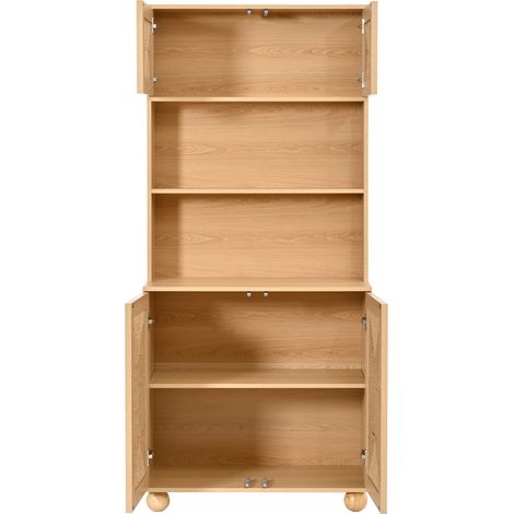 Vitrina alta con puertas de rejilla de ratán y 4 puertas, 80 x 40 x 180 cm, natural, HOMVRA (1/5)