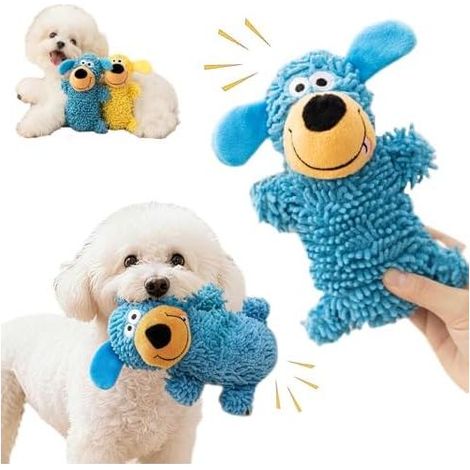 Jouet à mâcher couineur pour chiens, idéal pour l'hygiène dentaire. Ce jouet bleu résistant émet un couinement, sûr et résistant à la pression, convient aux chiens de petite et moyenne taille. (1/5)