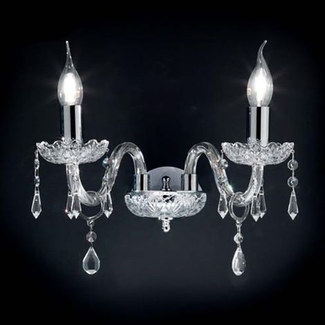 Lampadario applique 35 cm in cristallo DALLAS a 2 luci CROMO (1/2)