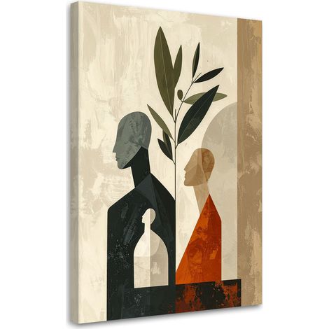 Stampe su Tela, Silhouette femminili minimaliste con dettagli botanici. - 60x90 (1/2)