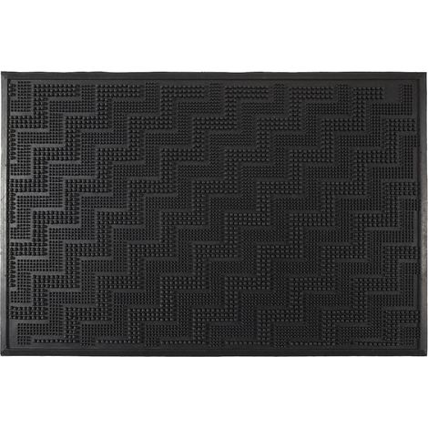 Tapis d'entrée grattoir antidérapant en caoutchouc noir 40x60 cm