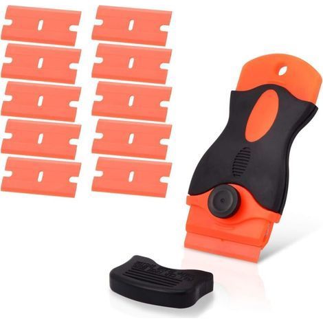 pair Grattoirs, Verre Grattoir Vitrocéramique Plaque Grattoir avec 10 raclettes de en Plastique, pour enlever Les étiquettes, a Colle, la peintureAutocollants et décalcomanies, Nettoyage de Vitres-Fei (1/5)