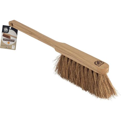 1 Balayette Long Manche Fibres Coco Monture Bois Hêtre Nettoyage Cheminée Barbecue Jardin