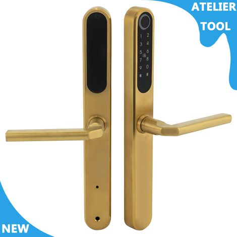 ATELIER Serrure de porte d'empreintes digitales en acier inoxydable 304 Serrure de porte intelligente avec poignée Serrure de porte numérique (1/5)