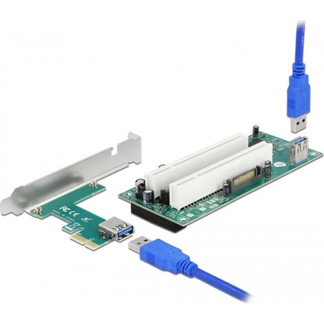 Tarjeta Riser PCI Express x1 a 2 x PCI 32 Bit ranura con cable de 60 cm