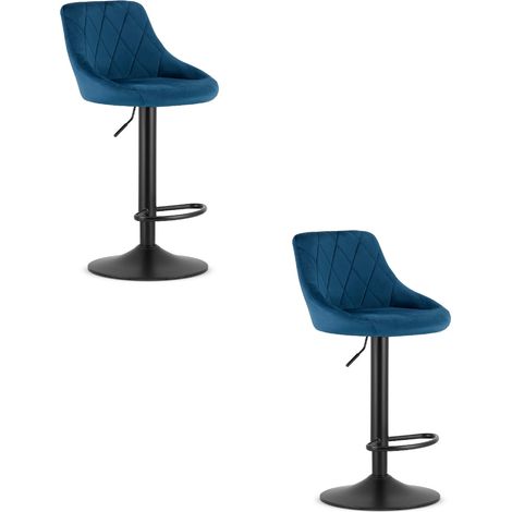 Valora Sgabello Girevole DAKA Velour Blu Piedi Neri x2 (1/5)