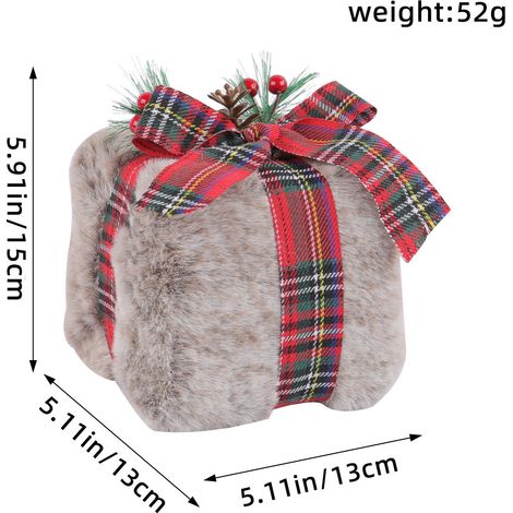Boîte cadeau de Noël en peluche 3D, décoration festive en forme de cube, ornement à suspendre pour sapin de Noël, décoration de fête pour maison et intérieur (1/5)