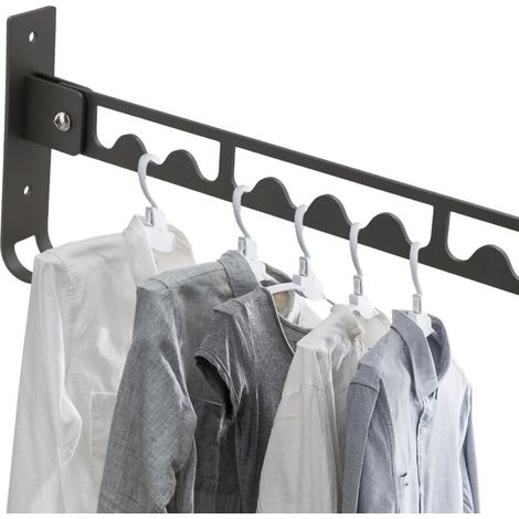 Wall-Mounted Clothes Drying Rack, Foldable Wall-Mounted Clothes Rack, 90° Rotating Wall-Mounted Folding Clothes Rack, Aluminum Wall-Mounted Clothes Dryer for Bathroom, Black