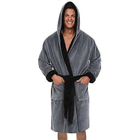 Peignoir polaire à capuche pour homme - Peignoir d'hiver doux et confortable, idéal pour la maison et les moments de détente