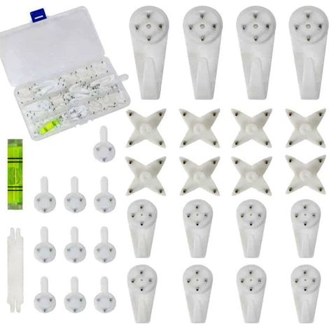 30pcs Kit De Support Pour Photo Cadre En Acier Inoxydable Attache Cadre Crochets De Suspension Photo Crochet Miroir Suspendre Assortis Accroche T (1/4)