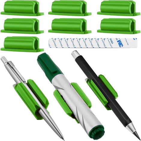 Support Pinceau - Support Adhésif en Silicone pour Stylos Crayons Marqueurs - Pour Bureau Mur Réfrigérateur Voiture - Vert - 10 Pièces (1/5)