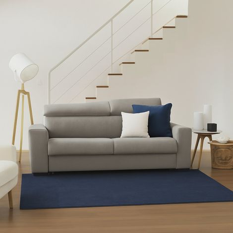 Talamo Italia Sofá fijo Alexandra, Sofá de 2 plazas, 100% Made in Italy, Sofá Sala de estar, en tela acolchada, con reposacabezas ajustables y reposabrazos delgados, Cm 180x95h85, Tórtola, con embalaj (1/4)