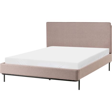 Cama con somier moderna de tela con cabecero tapizado gris pardo 140 x 200 cm Corio