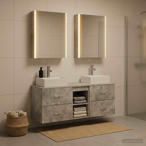 vidaXL Juego de muebles de baño 5 uds. Gris Hormigón (1/5)