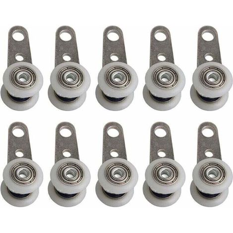 Lot De 10 Roulettes Pour Baies Vitres Ou Portes Coulissantes - En Mtal Et En Plastique - 4,5 X 1,9 Cm,