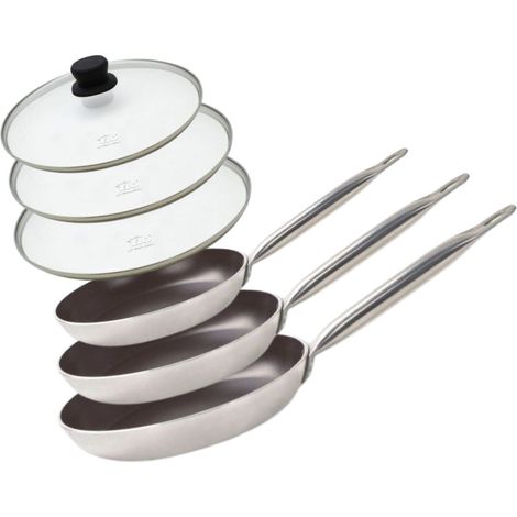 Set de 3 Poêles 24, 28 et 32 cm céramique sans PFAS et 3 couvercles Elo Bistro Line (1/5)