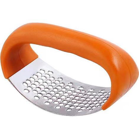 Presse-ail en acier inoxydable, moulin à ail robuste en acier inoxydable avec éplucheur et brosse de nettoyage pour hacher l'ail, ustensile de cuisine (1 pièce) (1/5)