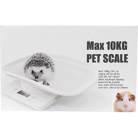 Balance numérique pour animaux de compagnie (chien, chat, bébé) 1 g-10 kg (kg/oz/lb) avec écran LCD (1/5)