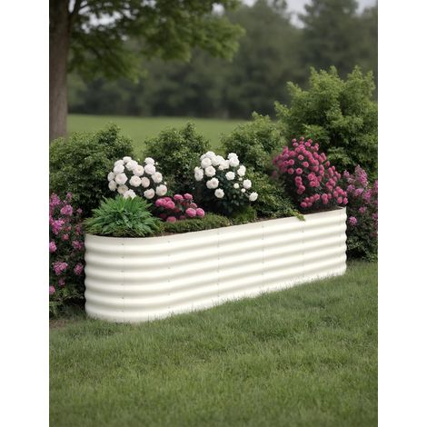Jardinière surélevée carrée en acier galvanisé – Bac de plantation 240x60x45cm – Résistante aux intempéries – Pour légumes et fleurs – Hydromotrix