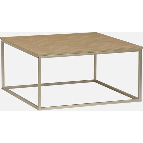 Mesa de centro de efecto madera con dibujo de espiga