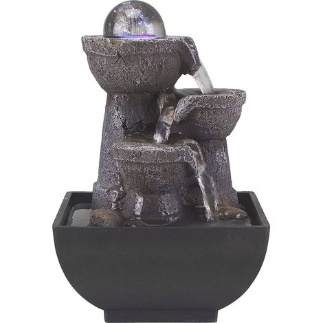 BEPER P201UTP200 Fontana Zen con Luce Led Rilassante - Fontana Zen da Interno a Cascata, Nero/Resina, Piccolo (1/5)