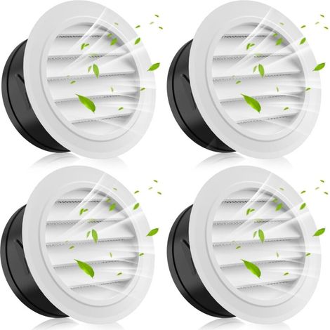 4 Pack 4 Inch Soffit Vent, Round Air Vent Cover with Built-in Mosquito Net, ABS Louvered Grille Cover, White Soffit Vent for Clothes Dryer (1/5)