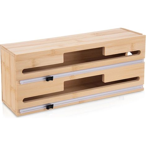 Dispenser per pellicole e fogli in legno 2 in 1 con lame