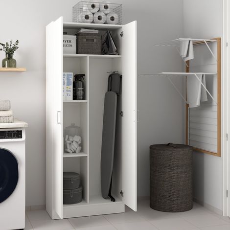 Soresina Mehrzweckschrank, 2 Türen, 3 Einlegeböden, 34,6x180h cm, Weiß (1/5)