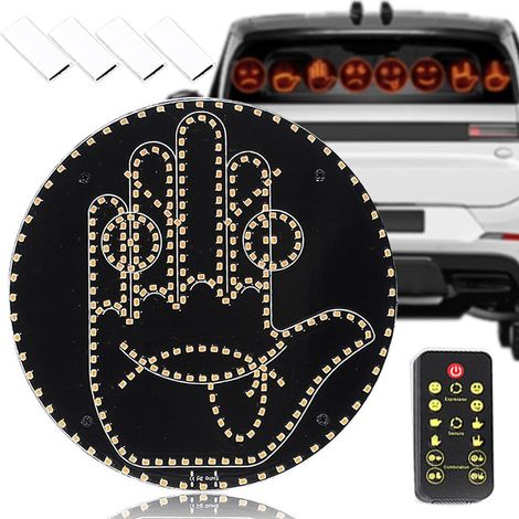 Luz de dedo y expresión para coche, 2 en 1, gestos con la mano, emoticono con control remoto