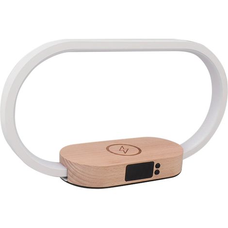Lampe de chevet tactile à luminosité réglable avec chargeur sans fil et fonction horloge, idéale pour étudier et lire (270 lm, 10 W). (1/5)