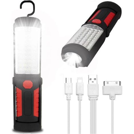 Lampe d'inspection LED rechargeable, lampe de travail LED rechargeable avec lampe torche LED magnétique (1/5)