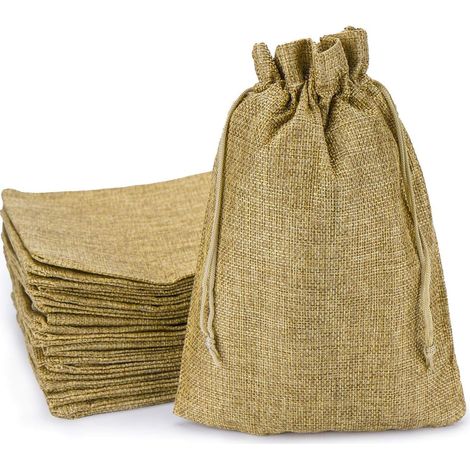 Sac À Cordon En Jute - 17 x 23 cm - Pour Emballage Cadeau Bijoux Cosmétiques - Réutilisable Écologique - Lot De 20 Pièces (1/5)