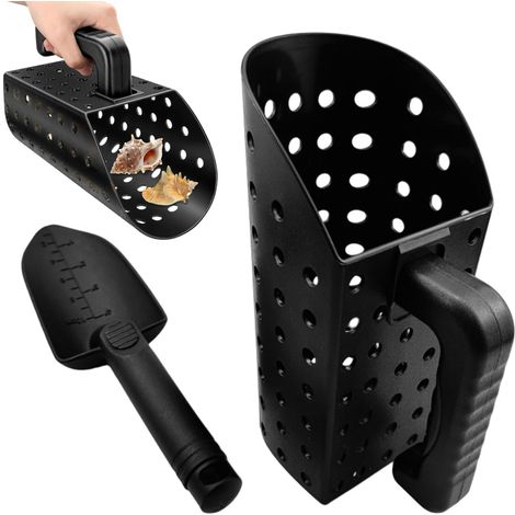 Pala de arena para detector de metales, 2 accesorios para detector de metales, pala y recogedor de arena de plástico ligeros y portátiles, tamiz para limpiar la playa, diversión al aire libre.