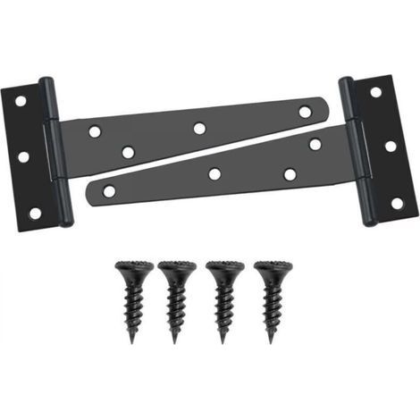 2 Pieces 125mm T Hinges, Detached Barn Door Hinges, Metal Door Hinges with 14 Screws (1/4)