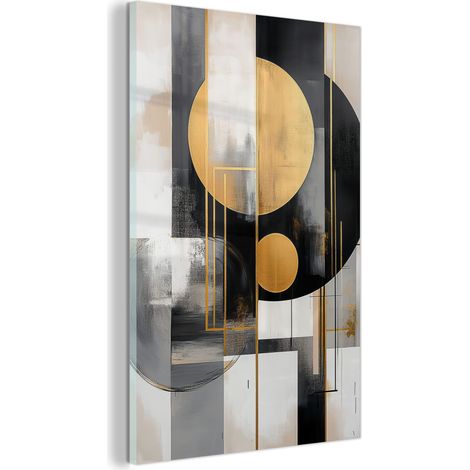 TABLEAU EN PLEXIGLAS Abstrait - Or - Argent - Formes - Esthétique - Moderne Décoration Chambre 40x60