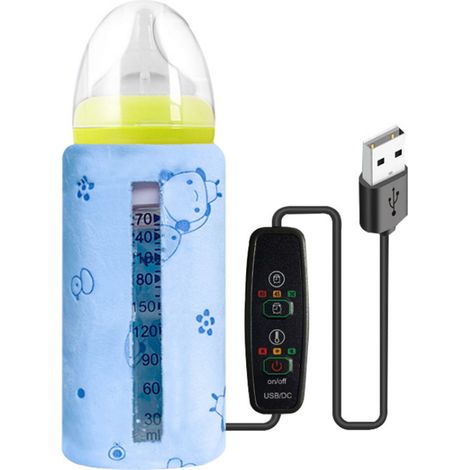 calientabiberones portátil USB, aislamiento multicapa, funda de algodón, almacenamiento integrado, para viajes y coche. (1/5)