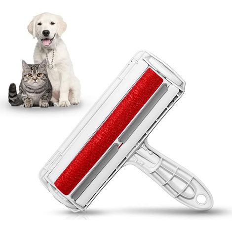 QAZQA Brosse Anti Poils Chat Chien, Brosse Ramasse Enlève Poils, Réutilisable pour Poils, Rouleau à Poils d'animaux de Compagnie, Brosse de Nettoyage, Enlever Les poiles de Chien et Chat, (Rouge) (1/4)