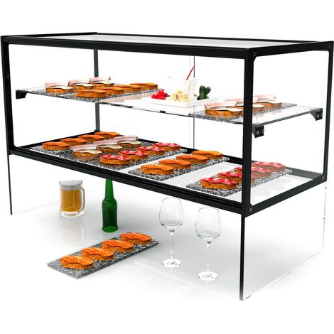 Vitrine présentoir neutre zeppelin avec étagère et trappe de service sans ou avec LED - L 555 / 920 mm - Sayl