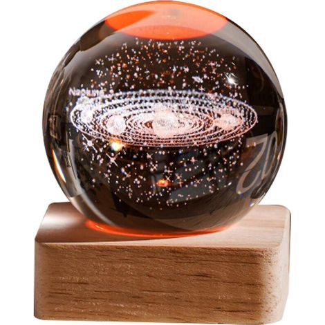 Veilleuse boule de cristal galaxie 3D, cadeau d'anniversaire créatif, base en bois USB, pour salon ou chambre - Paragraphe 2 (1/5)