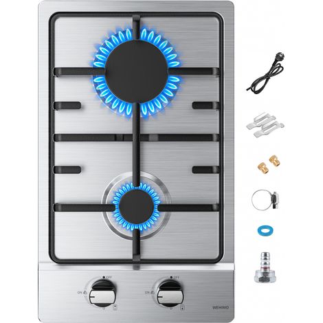Plaque de cuisson gaz 2 feux encastrable – 2 brûleurs 2.7KW – Sécurité thermocouple – Gaz naturel/propane – Dimensions 51.5x31cm (1/5)