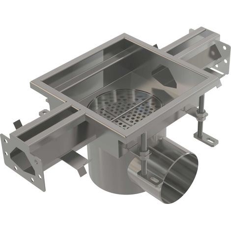 Pozzetto di scarico industriale con ingresso a fessura 250×250, acciaio inox AISI 304 (1/2)