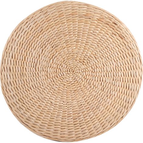 Dicker, runder, handgewebter Pouf im japanischen Stil zur Fensterdekoration, für Erkerfenster oder Tatami-Matten. (1/5)