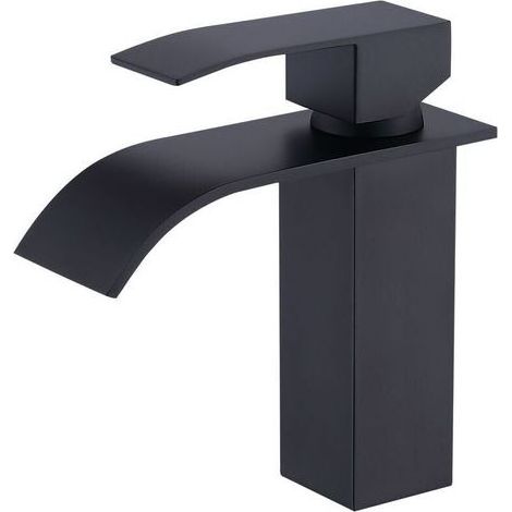 Mitigeur Lavabo et Vasque Salle de Bain Noir Chaude et Froide Réglable Style Cascade M (1/5)