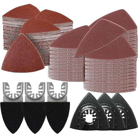 Multi Tool Sanding Sheets for Delta Sander, Finger Sanding Pad and Triangular Sanding Discs, Sandpaper, with 60/80/120/180/240 Grit (1/5)