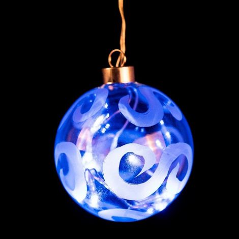 Sfera di Natale in cristallo led con luci blu